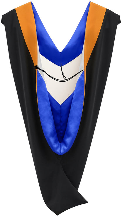 Deluxe Bachelors/Master Hood - Apricot Velvet, Royal Blue & White