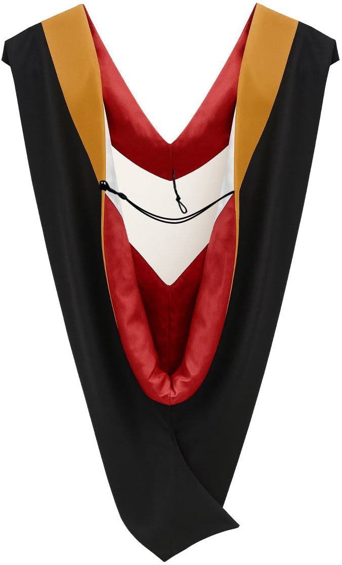 Deluxe Bachelors/Master Hood - Drab Velvet, Red & White