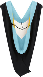 Deluxe Bachelors/Master Hood - Light Blue Velvet, Light Blue & Golden Yellow