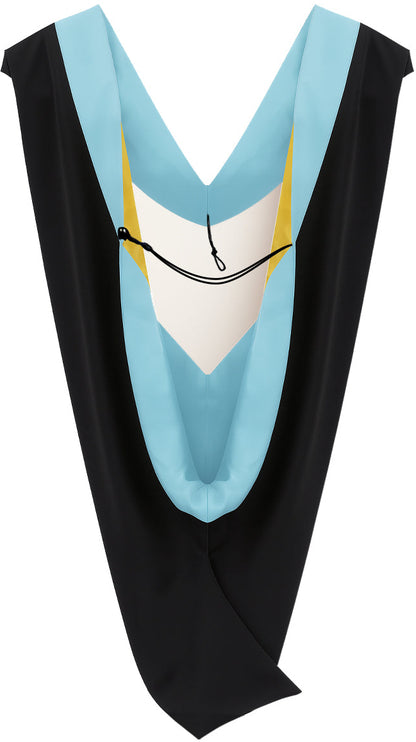 Deluxe Bachelors/Master Hood - Light Blue Velvet, Light Blue & Golden Yellow