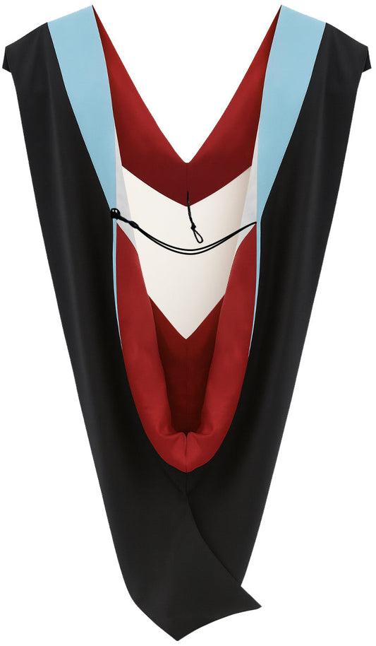 Deluxe Bachelors/Master Hood - Light Blue Velvet, Red & White