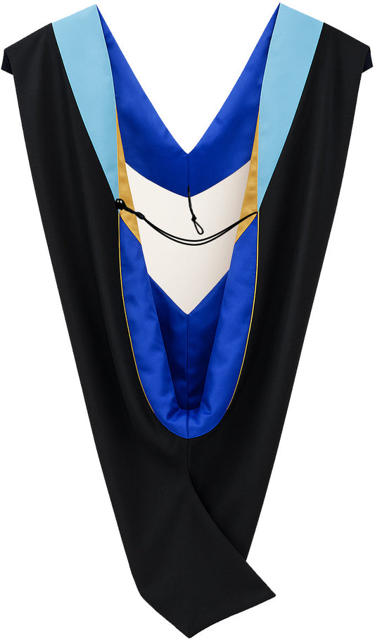 Deluxe Bachelors/Master Hood - Light Blue Velvet, Royal Blue & Golden Yellow