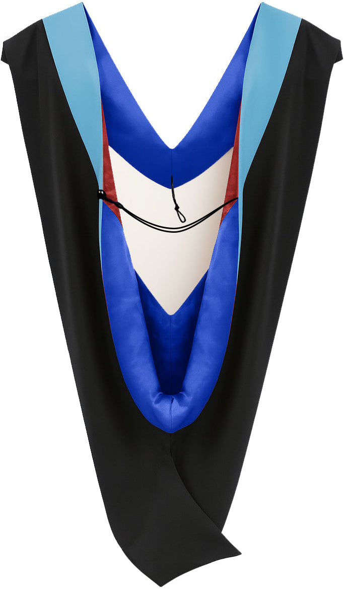 Deluxe Bachelors/Master Hood - Light Blue Velvet, Royal Blue & Red