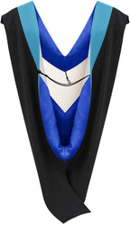 Deluxe Bachelors/Master Hood - Peacock Blue Velvet, Royal Blue & White