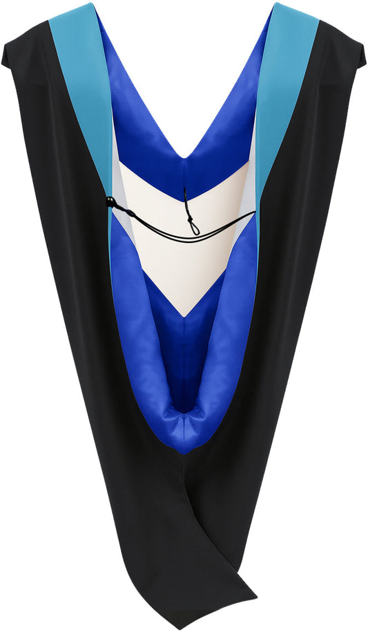 Deluxe Bachelors/Master Hood - Peacock Blue Velvet, Royal Blue & White