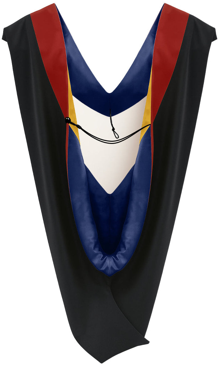 Deluxe Bachelors/Master Hood - Scarlet Velvet, Dark Blue & Golden Yellow