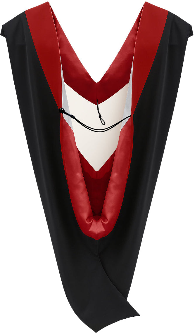 Deluxe Bachelors/Master Hood - Scarlet Velvet, Red & White