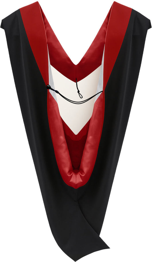 Deluxe Bachelors/Master Hood - Scarlet Velvet, Red & White