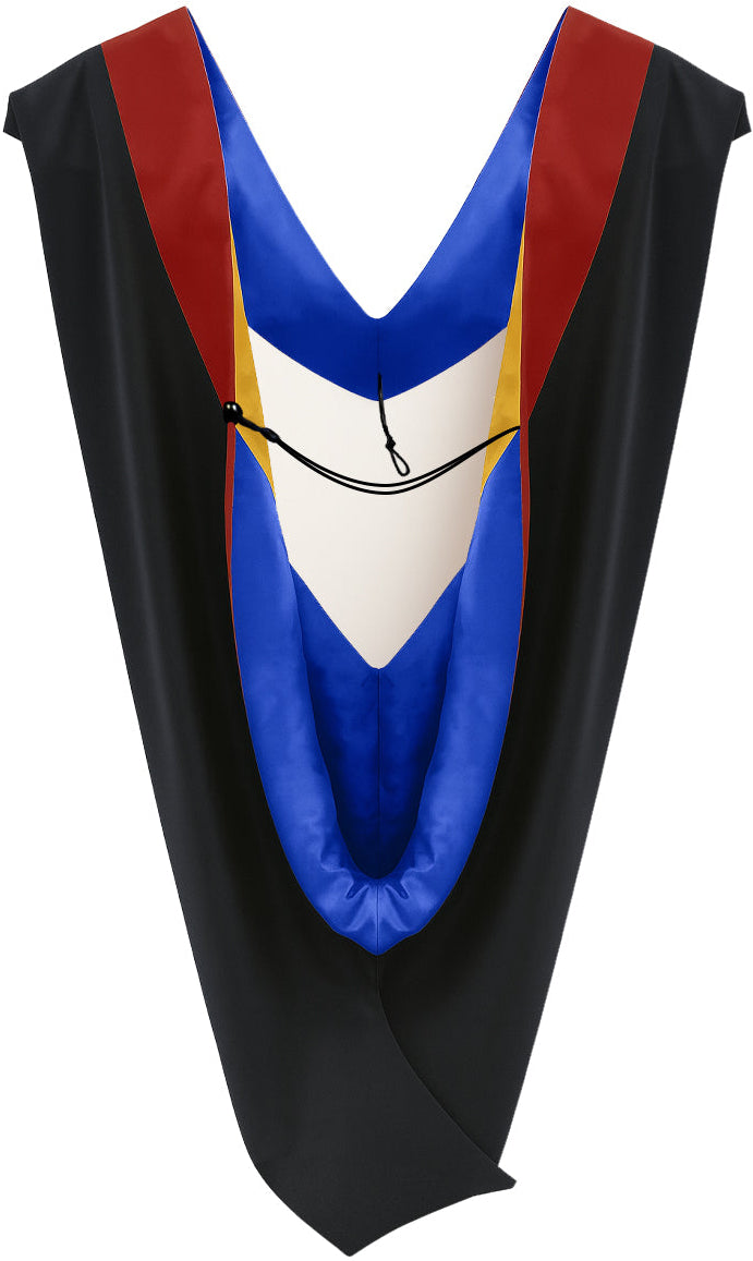Deluxe Bachelors/Master Hood - Scarlet Velvet, Royal Blue & Golden Yellow