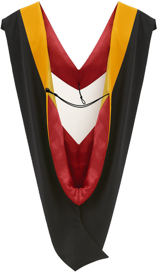 Deluxe Bachelors/Master Hood - Science Gold Velvet, Red & Golden Yellow