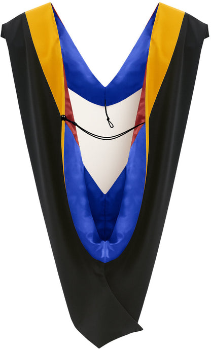 Deluxe Bachelors/Master Hood - Science Gold Velvet, Royal Blue & Red
