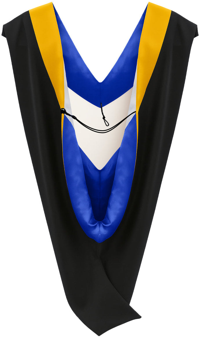 Deluxe Bachelors/Master Hood - Science Gold Velvet, Royal Blue & White