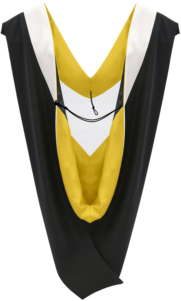 Deluxe Bachelors/Master Hood - White Velvet, Golden Yellow & Black