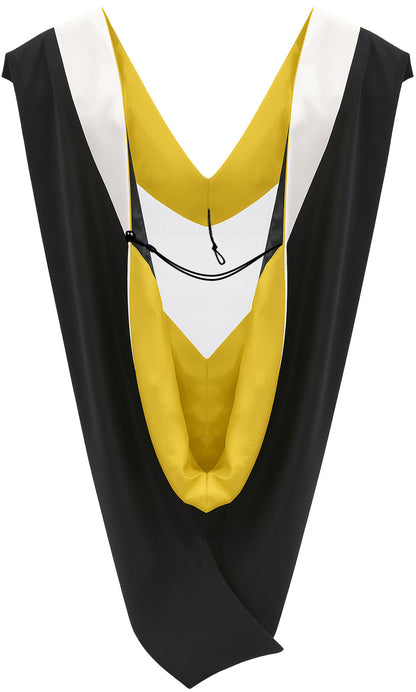 Deluxe Bachelors/Master Hood - White Velvet, Golden Yellow & Black