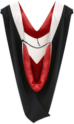 Deluxe Bachelors/Master Hood - White Velvet, Red & White
