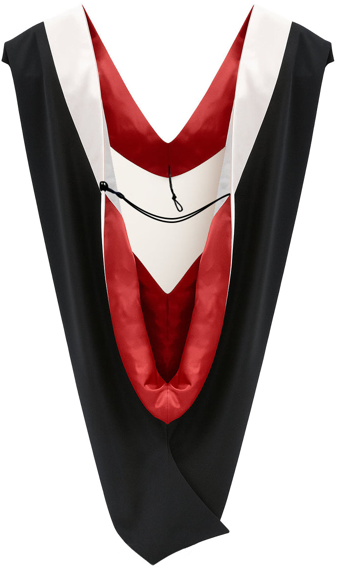 Deluxe Bachelors/Master Hood - White Velvet, Red & White