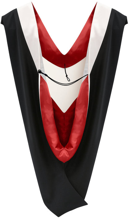 Deluxe Bachelors/Master Hood - White Velvet, Red & White