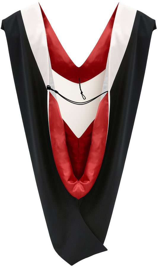 Deluxe Bachelors/Master Hood - White Velvet, Red & White