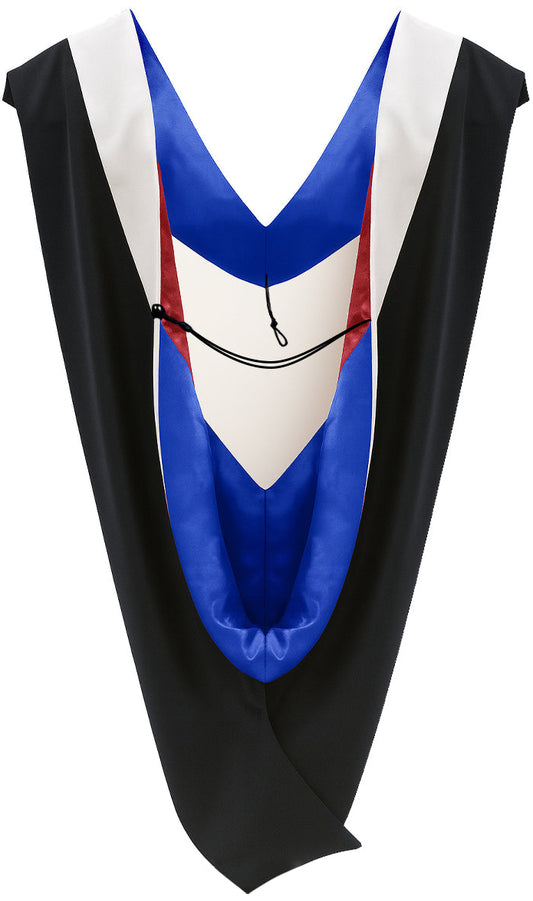 Deluxe Bachelors/Master Hood - White Velvet, Royal Blue & Red