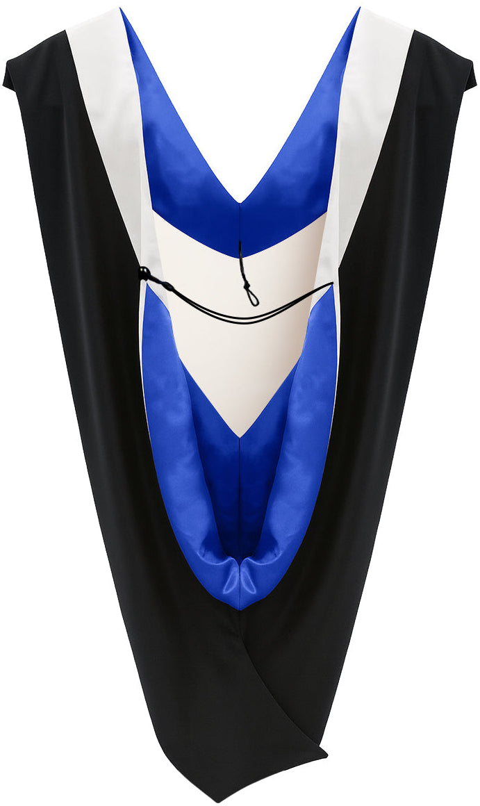 Deluxe Bachelors/Master Hood - White Velvet, Royal Blue & White