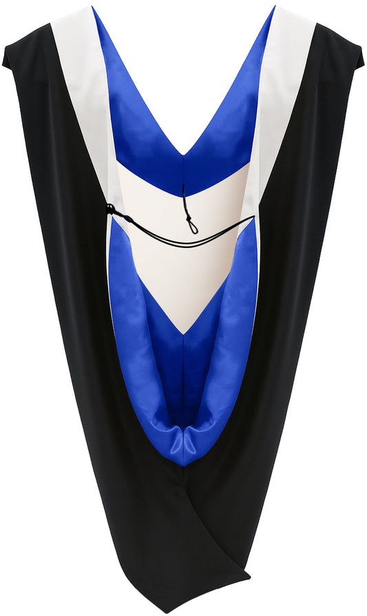 Deluxe Bachelors/Master Hood - White Velvet, Royal Blue & White