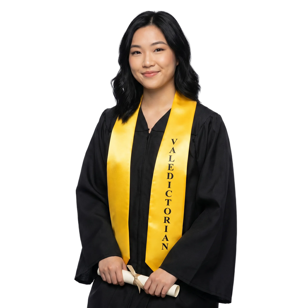Gold valedictorian graduation stole for high school or college commencement ceremonies