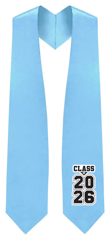 Light Blue "Class of 2025/2026" Graduation Stole