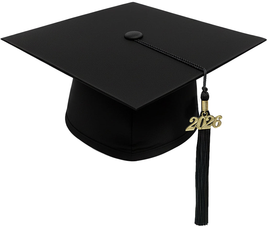 Matte Black Bachelors Degree Cap & Tassel - Graduation Caps