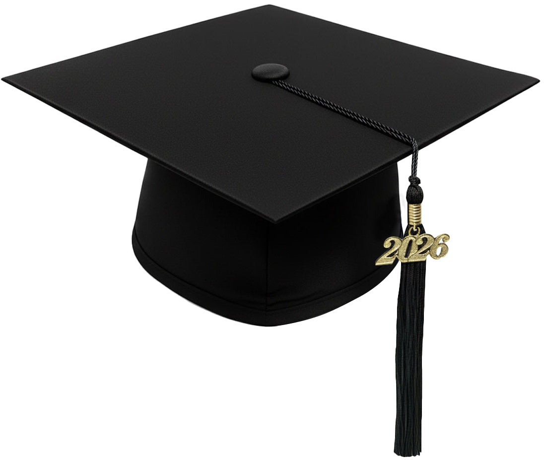 Matte Black High School Cap & Tassel - Graduation Caps