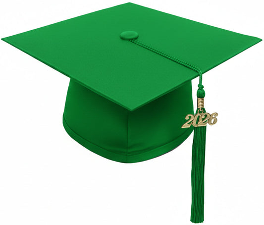 Matte Green Bachelors Degree Cap & Tassel