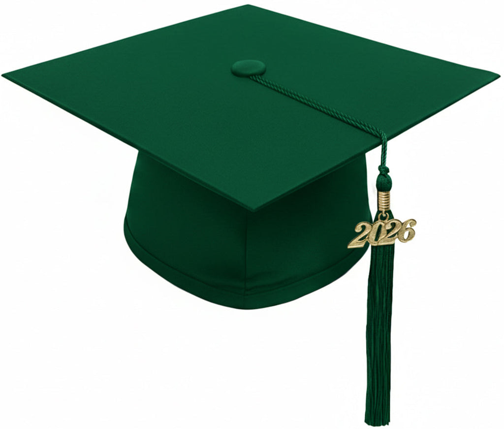 Matte Hunter Bachelors Degree Cap & Tassel - Graduation Caps