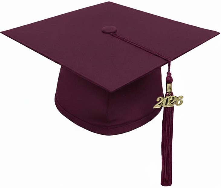 Matte Maroon High School Cap & Tassel - Graduation Caps