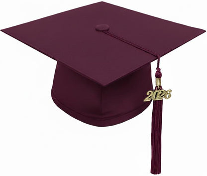 Matte Maroon High School Cap & Tassel - Graduation Caps