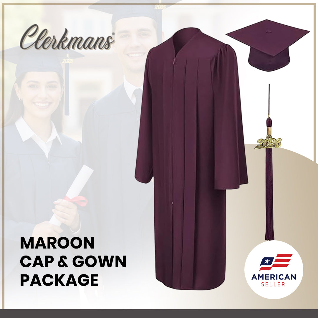 Matte Maroon Middle School Cap, Gown & Tassel