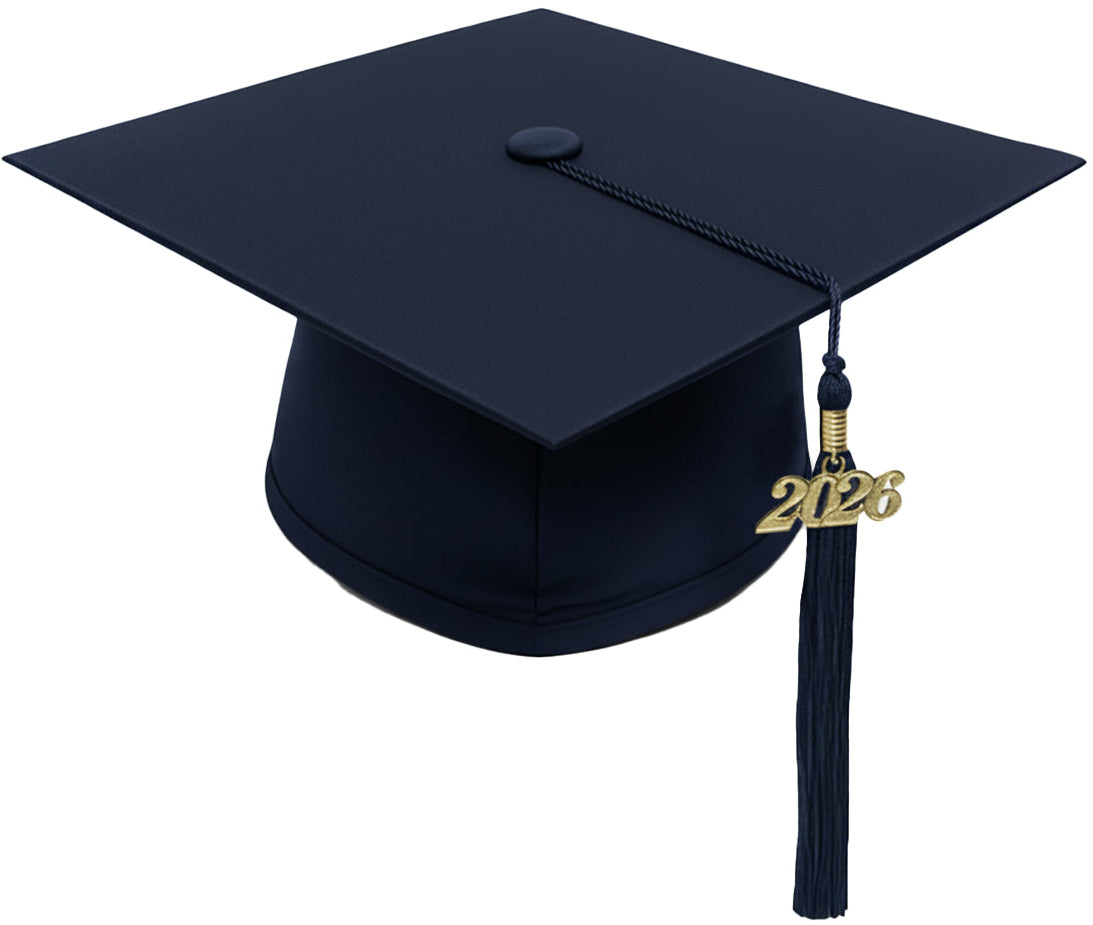 Matte Navy Blue Bachelors Degree Cap & Tassel - Graduation Caps