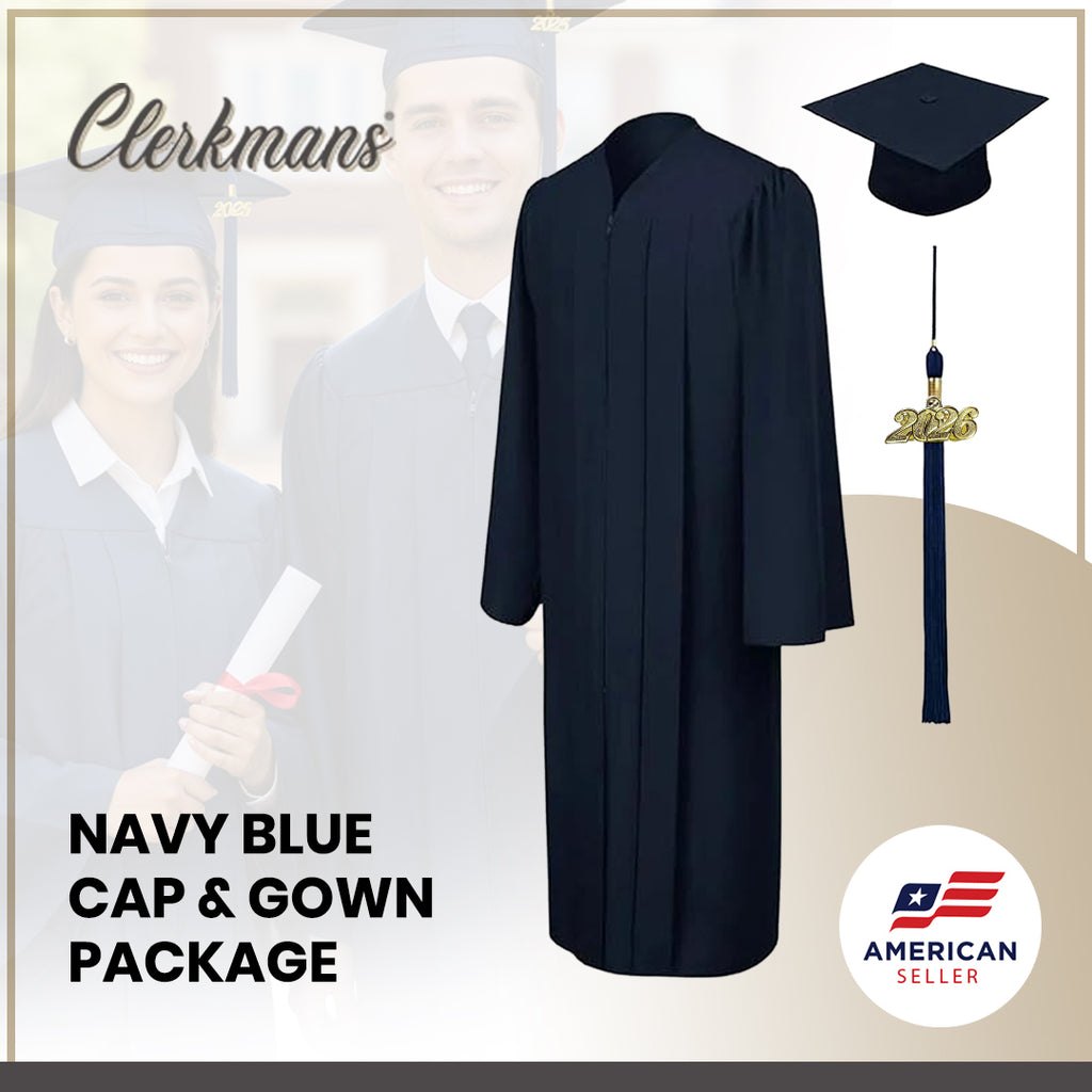 Matte Navy Blue Middle School Cap, Gown & Tassel