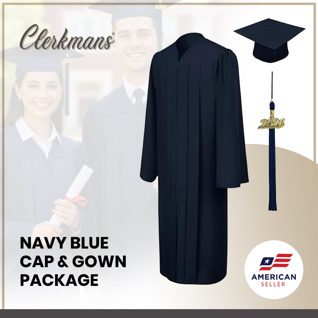 Matte Navy Blue Middle School Cap, Gown & Tassel