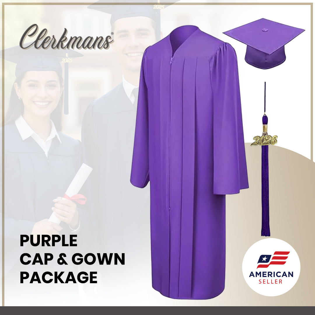 Matte Purple Elementary Cap, Gown & Tassel