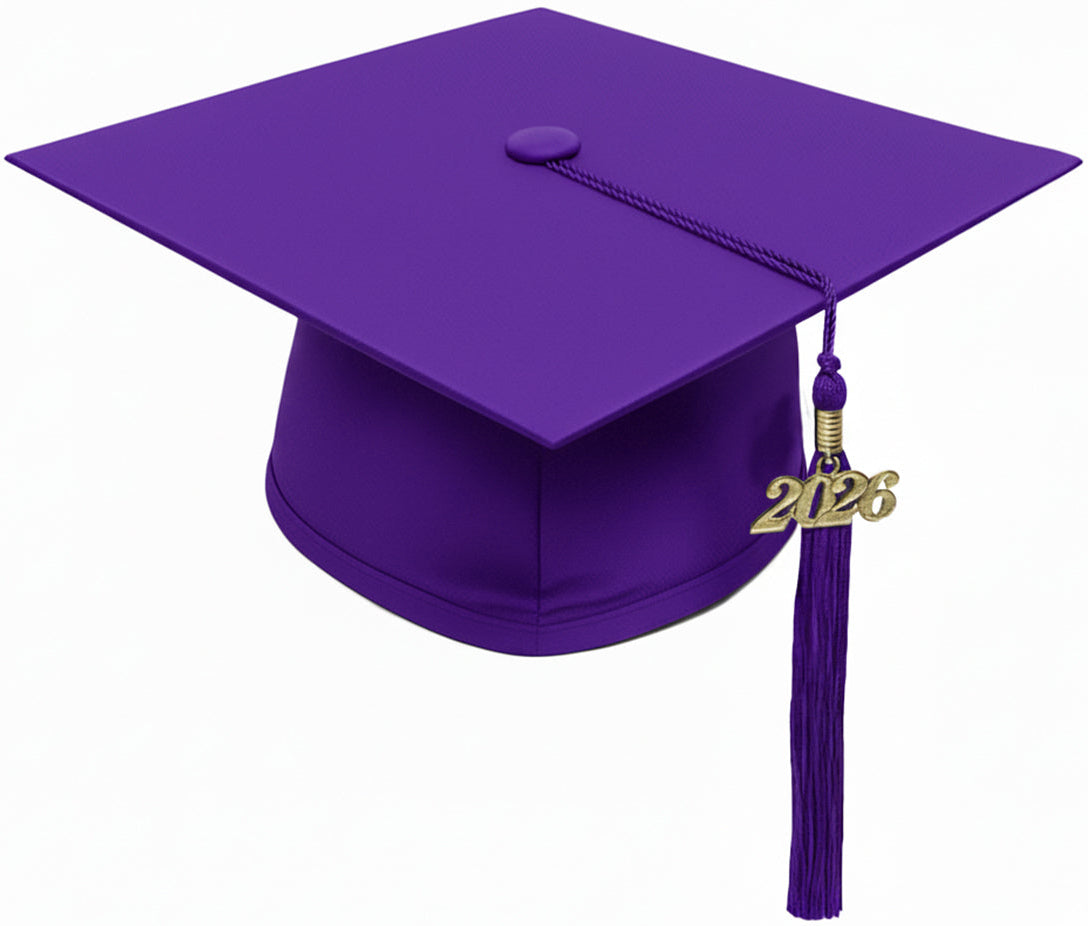 Matte Purple Middle School Cap & Tassel