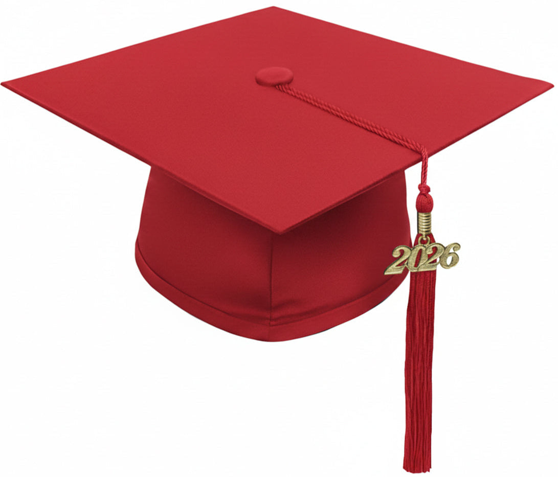 Matte Red High School Cap & Tassel - Graduation Caps