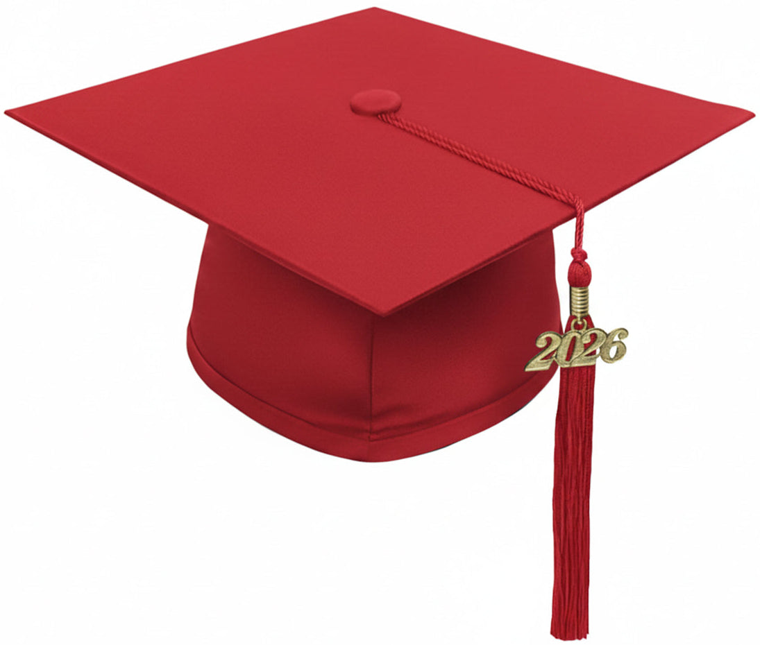 Matte Red Middle School Cap & Tassel