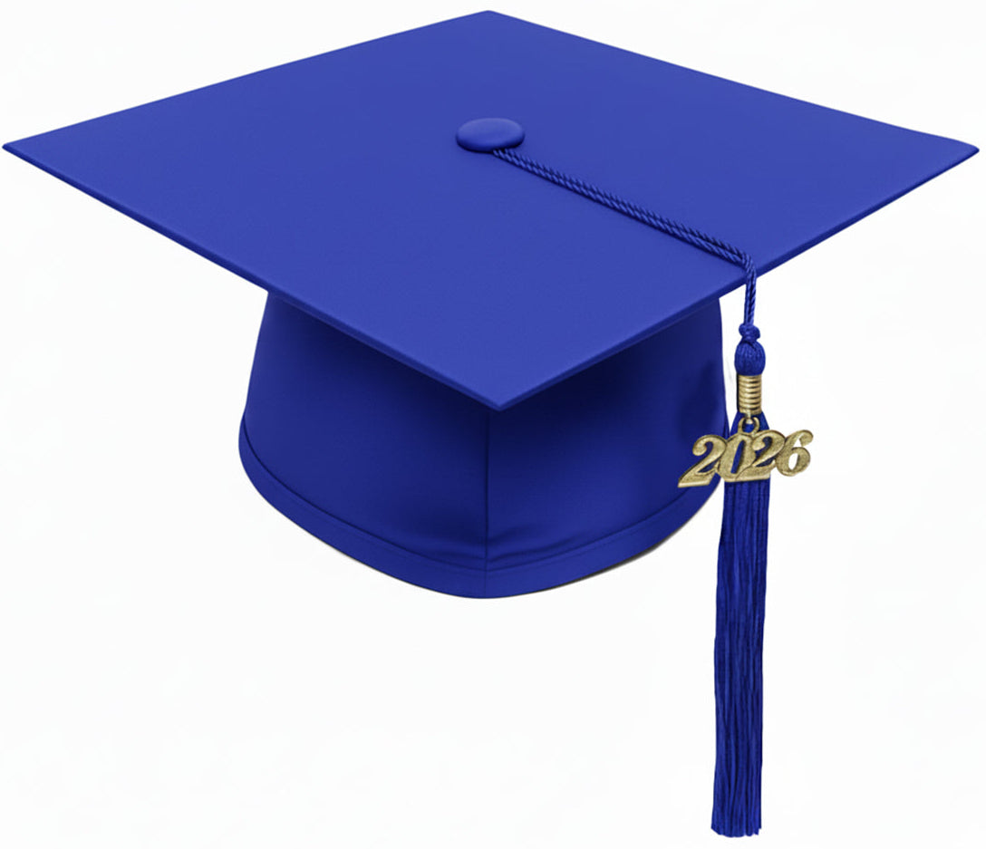 Matte Royal Blue Bachelors Degree Cap & Tassel - Graduation Caps