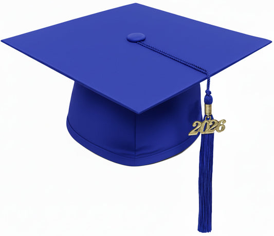 Matte Royal Blue Bachelors Degree Cap & Tassel - Graduation Caps