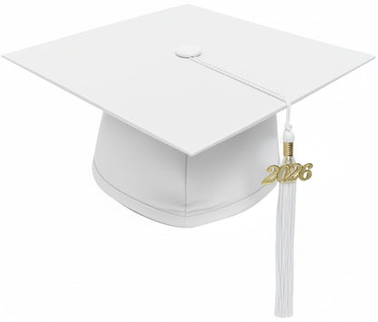 Matte White Bachelors Degree Cap & Tassel - Graduation Caps