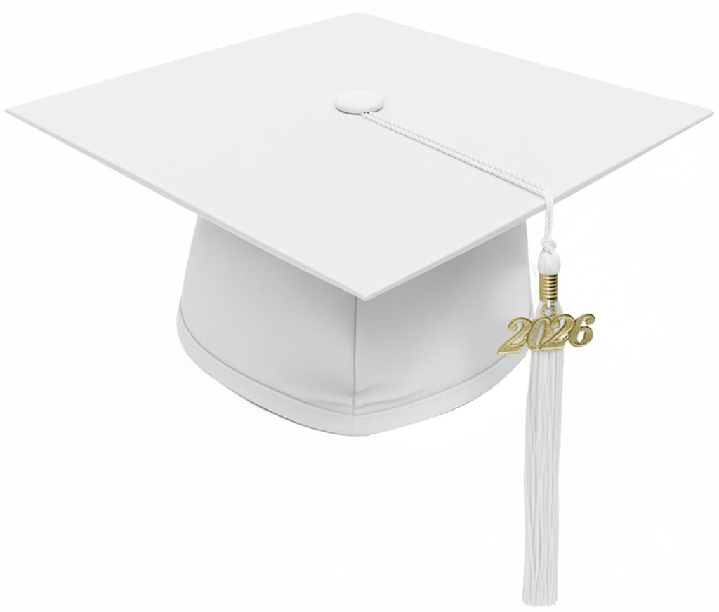 Matte White High School Cap & Tassel - Graduation Caps