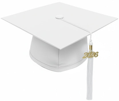 Matte White High School Cap & Tassel - Graduation Caps