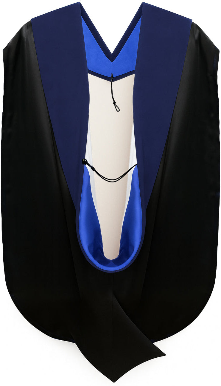 PhD Hood Dark Blue Velvet - Royal Blue & White