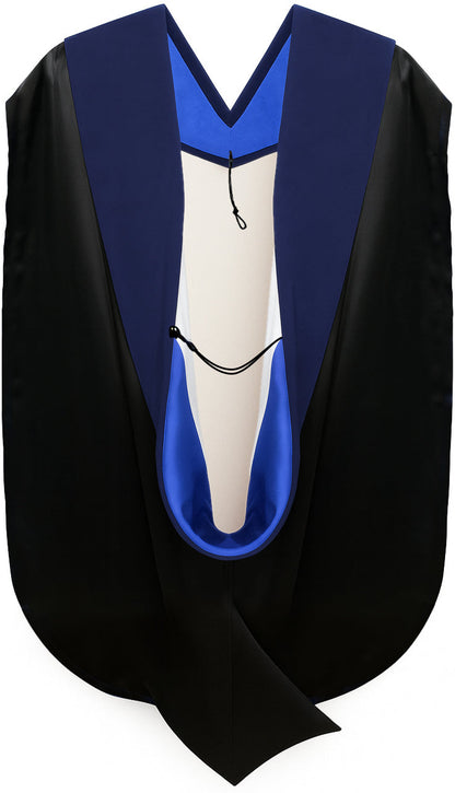 PhD Hood Dark Blue Velvet - Royal Blue & White