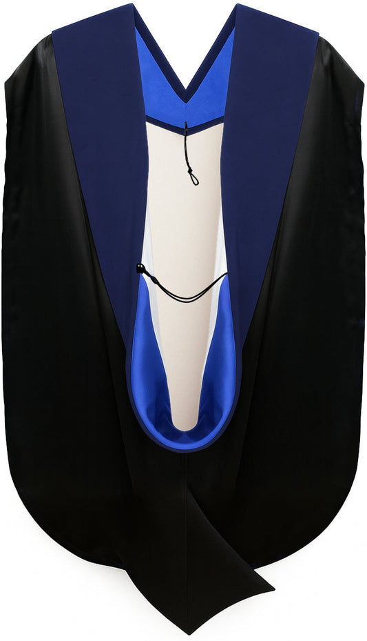 PhD Hood Dark Blue Velvet - Royal Blue & White