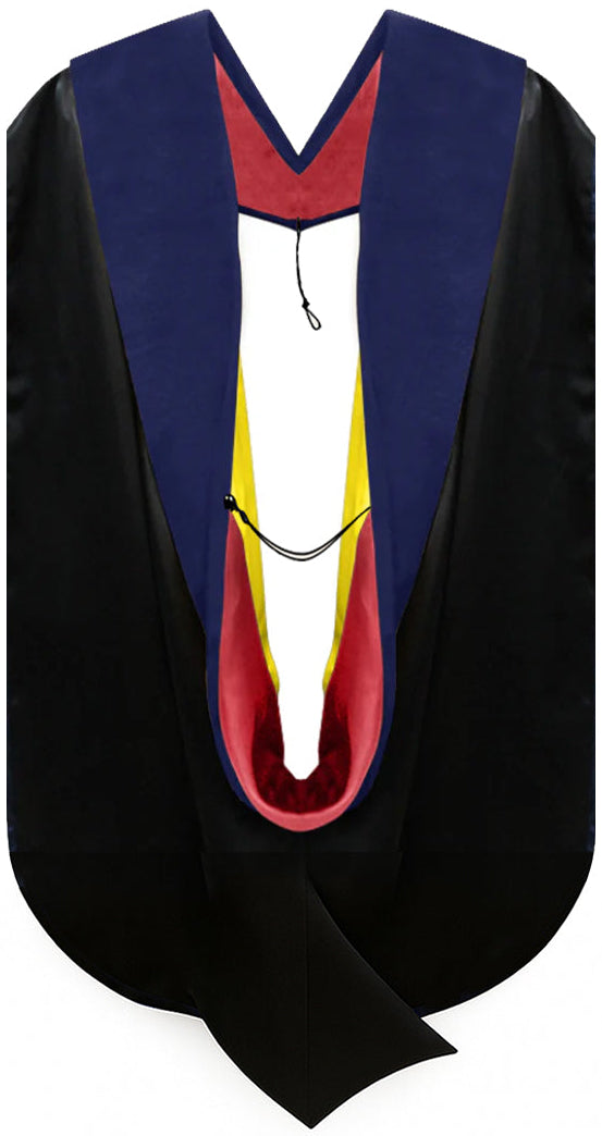 Phd Hood Dark Blue Velvet - Red & Gold